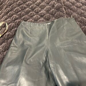 Genuine leather Flat-front fully lined pants. NWOT